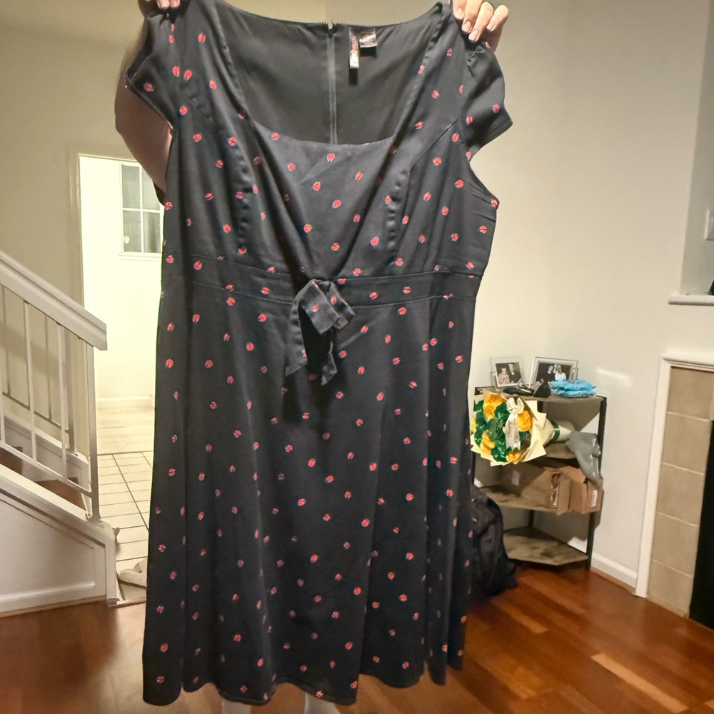 Retro Chic Black Dress with Red Polka Dots